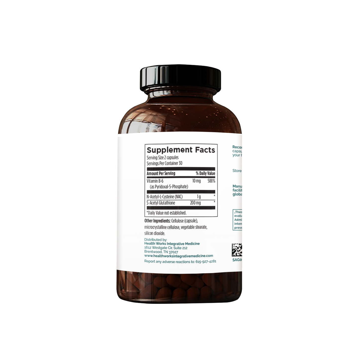 NAC Glutathione Complete supplement Sup Facts - A powerful blend of NAC and glutathione supporting antioxidant status, detoxification, and immune health.