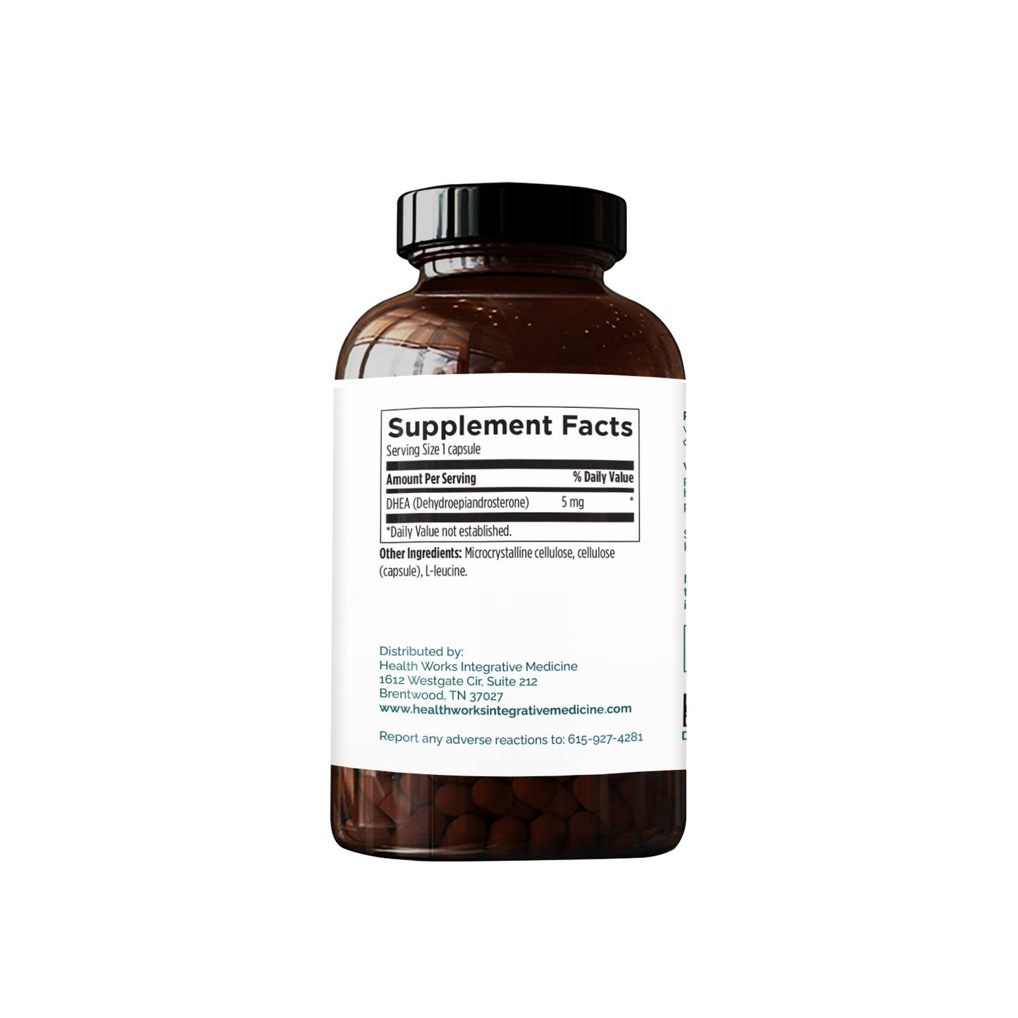 DHEA 5 supplement Sup Facts - Supports hormonal balance, energy levels, healthy aging, and overall well-being.
