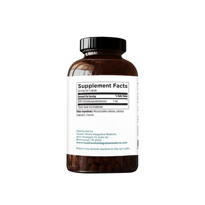 DHEA 5 supplement Sup Facts - Supports hormonal balance, energy levels, healthy aging, and overall well-being.