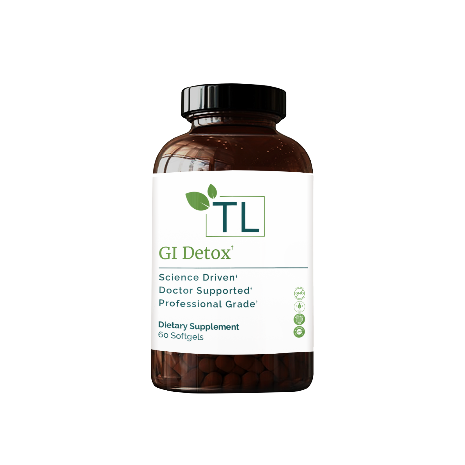 GI Detox supplement bottle - A blend of activated charcoal and zeolite for detoxification and gut health support.