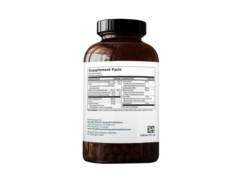 Hormone Balance supplement Sup Facts - A blend of nutrients and herbs promoting healthy hormonal balance and estrogen metabolism.
