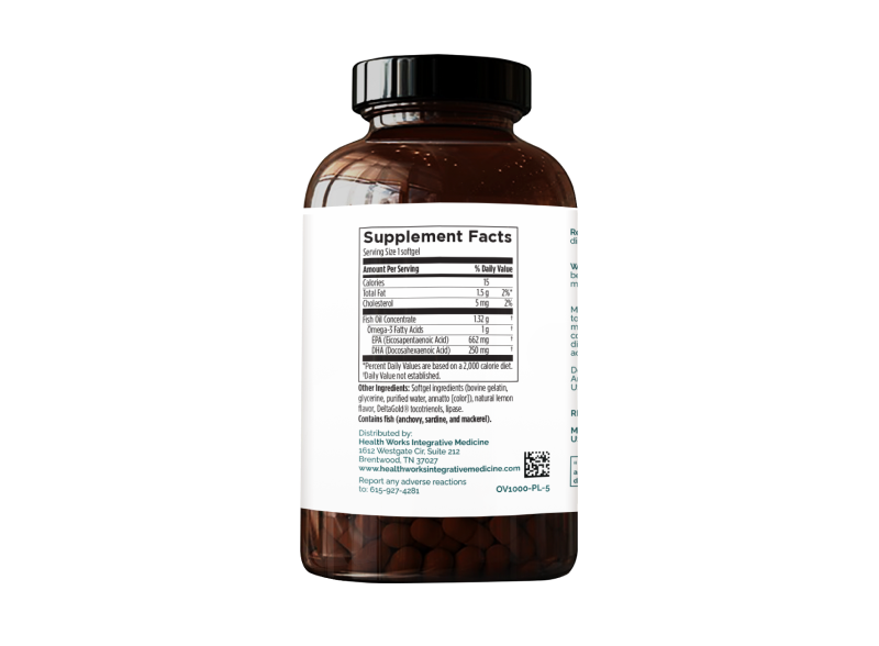 Max Omega supplement Sup Facts - A high-potency omega-3 fish oil supporting heart health, brain function, and joint flexibility.