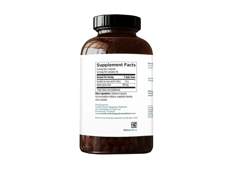 Myo + D-Chiro Inositol Plus supplement Sup Facts - A synergistic blend of inositol isomers and ALA supporting hormonal balance and insulin function.