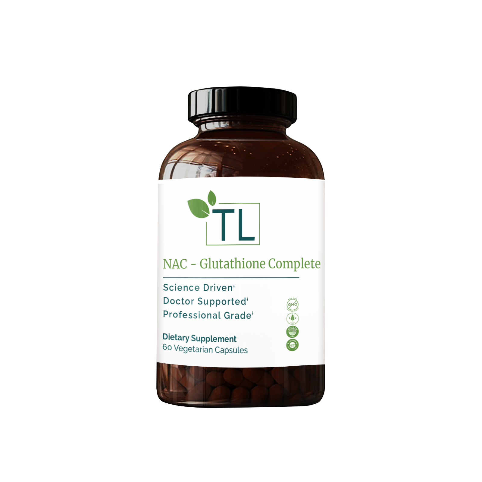 NAC Glutathione Complete supplement bottle - A powerful blend of NAC and glutathione supporting antioxidant status, detoxification, and immune health.