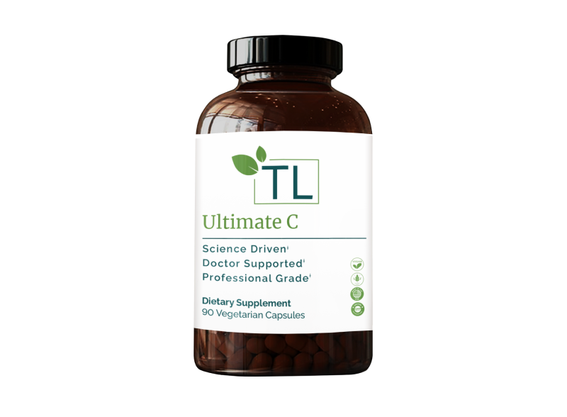 Ultimate C supplement bottle - A high-potency vitamin C formula with bioflavonoids supporting immune health, collagen production, and antioxidant defense.