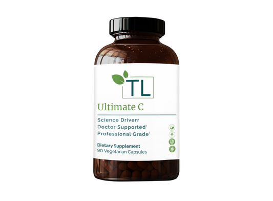 Ultimate C supplement bottle - A high-potency vitamin C formula with bioflavonoids supporting immune health, collagen production, and antioxidant defense.